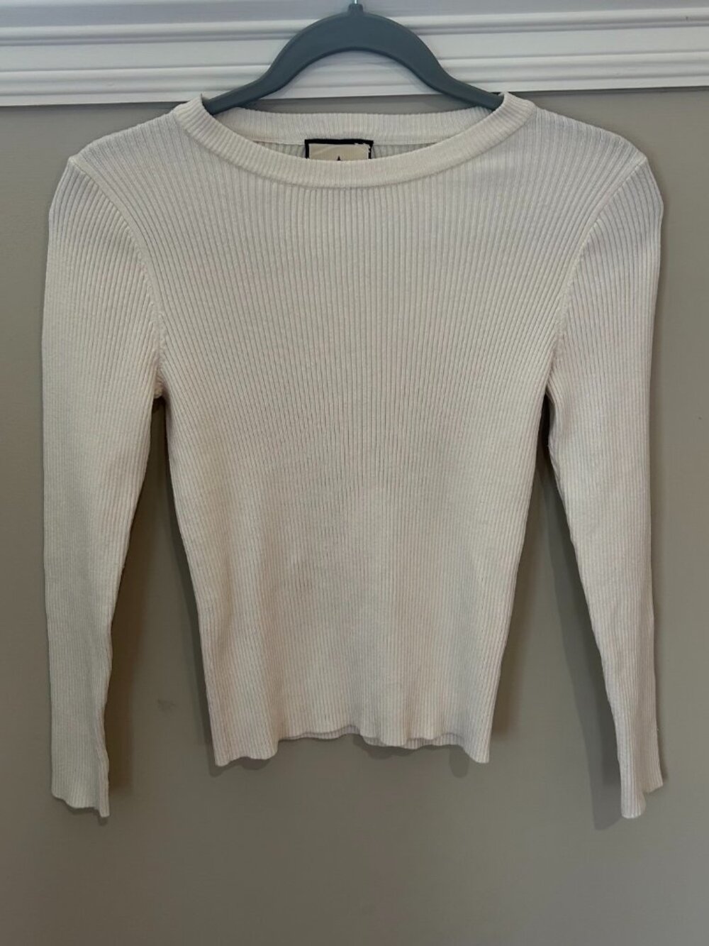 Tuckernuck Alden Ribbed Fitted Sweater Winter White/Ivory XS EUC